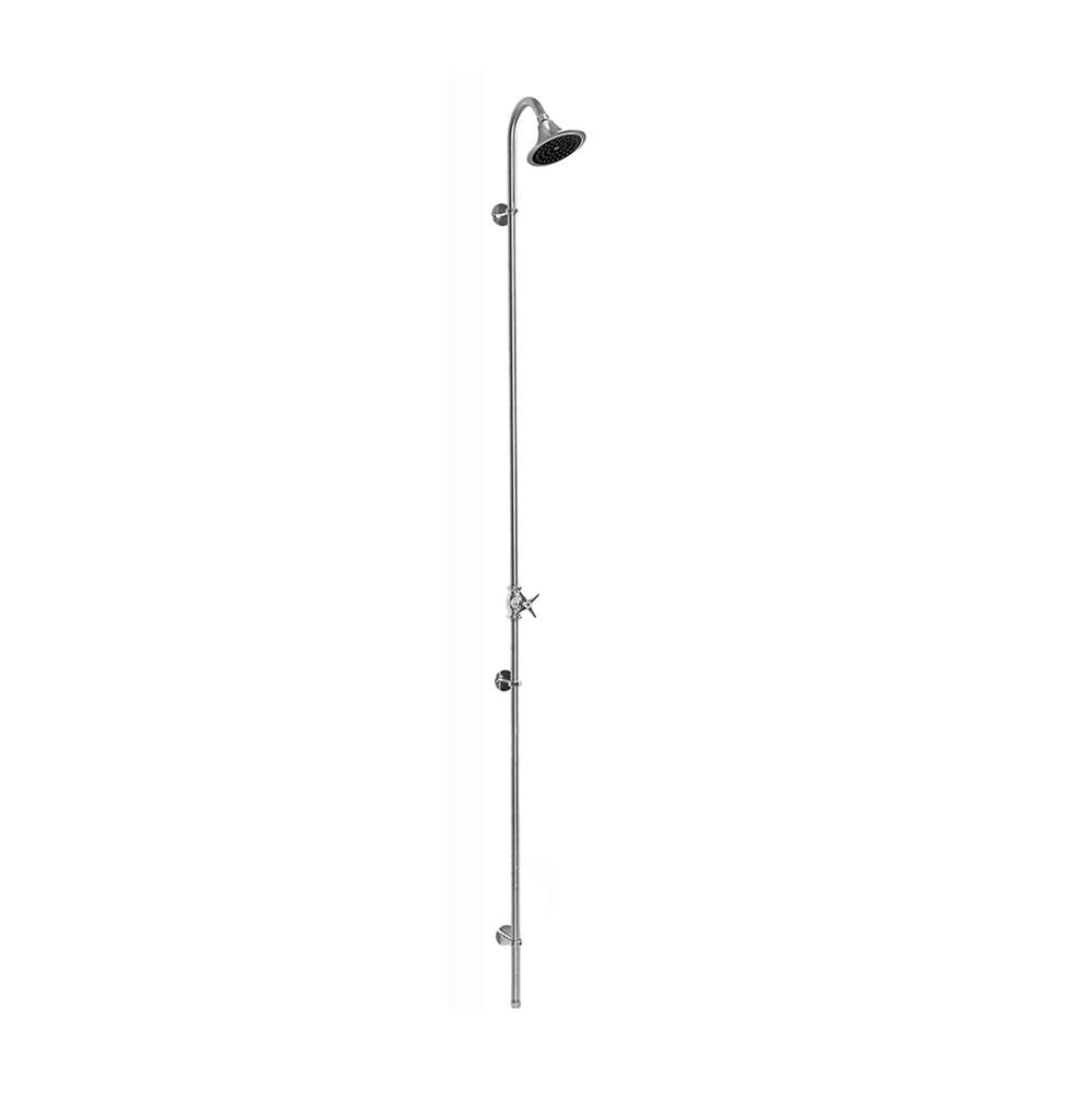 Outdoor Shower - Wall Mount Single Supply Shower - Cross Handle Valve, 4'' Shower Head