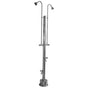 Outdoor Shower - Free Standing Single Supply Shower - ADA Metered Valve, Two 4'' Shower Heads, Foot Shower, Hose Bibb