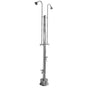 Outdoor Shower - Free Standing Single Supply Shower - Cross Handle Valve, Two 4'' Shower Heads, Foot Shower, Hose Bibb