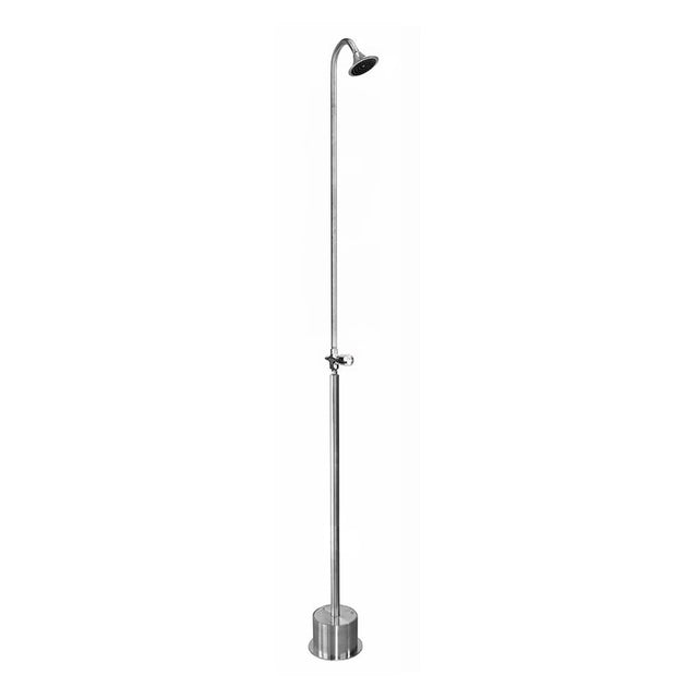 Outdoor Shower - Free Standing Single Supply Shower - ADA Metered Valve, 4'' Shower Head