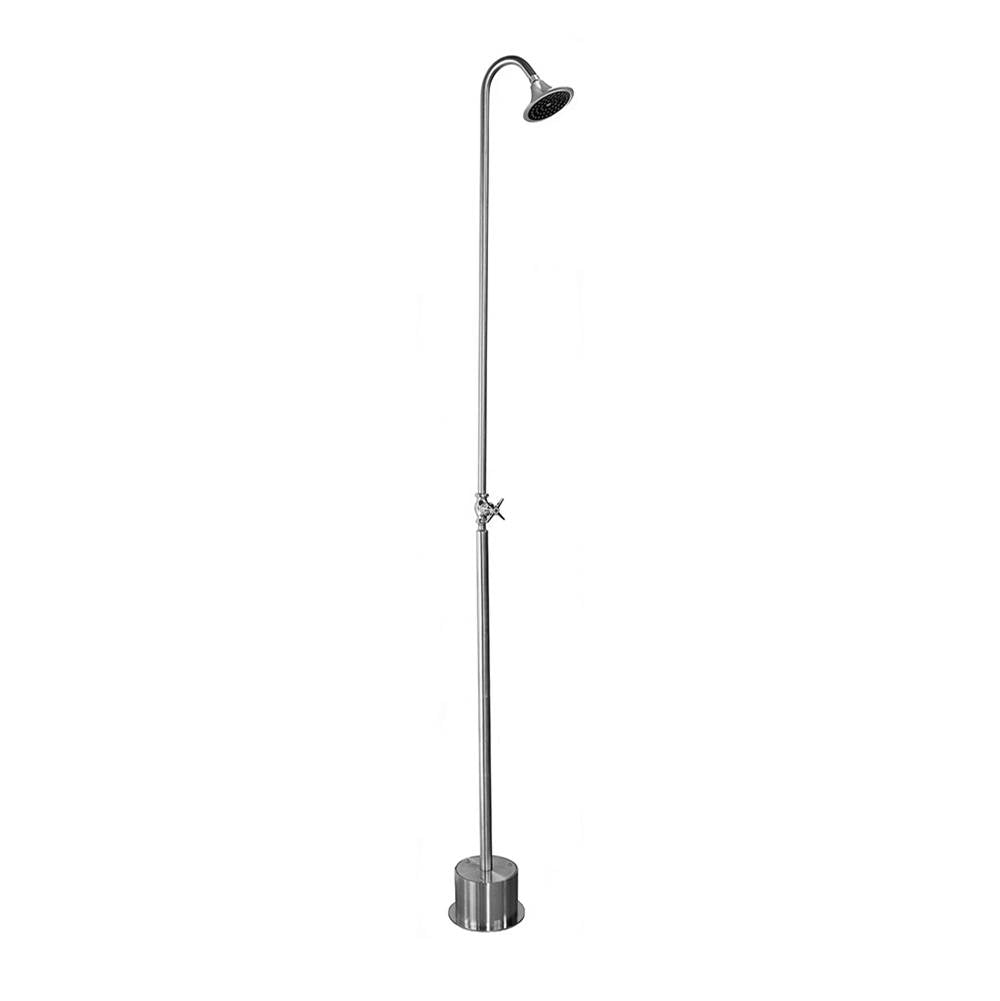 Outdoor Shower - Free Standing Single Supply Shower - Cross Handle Valve, 4'' Shower Head