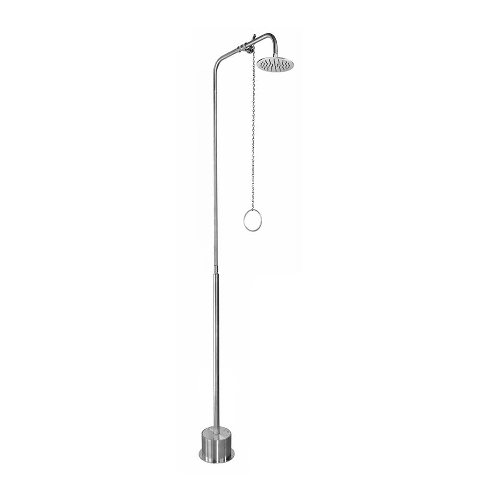 Outdoor Shower - Free Standing Single Supply Shower - Pull Chain Valve, 8'' Shower Head