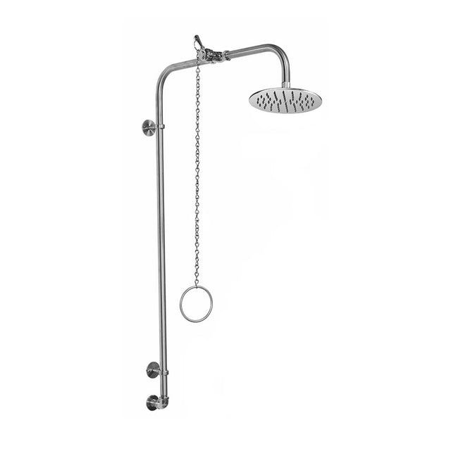 Outdoor Shower - Wall Mount Single Supply Shower - Pull Chain Valve, 8'' Shower Head
