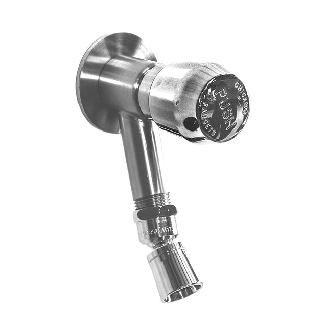 Outdoor Shower - Wall Mount Foot Shower - ADA Metered Valve, 1'' Shower Head - Chrome Plated Brass