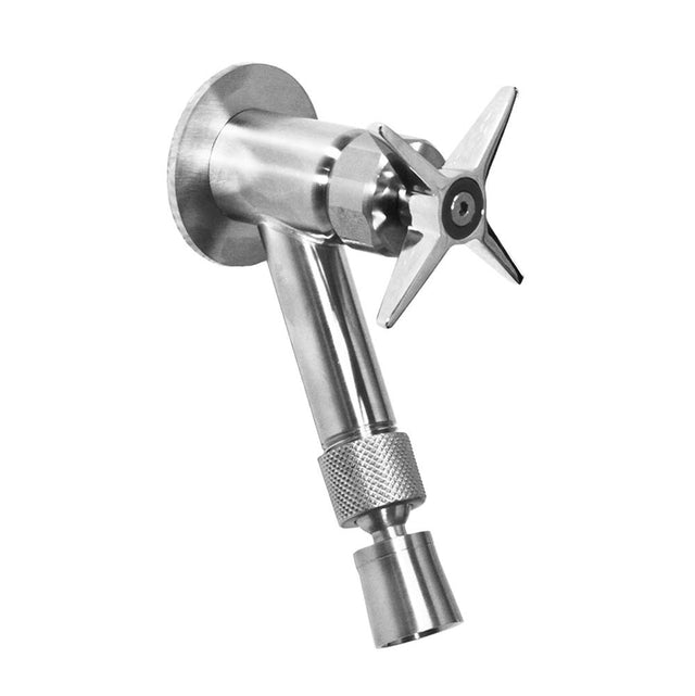 Outdoor Shower - Wall Mount Foot Shower - Cross Handle Valve, 1'' Shower Head - Stainless Steel - Stainless Steel