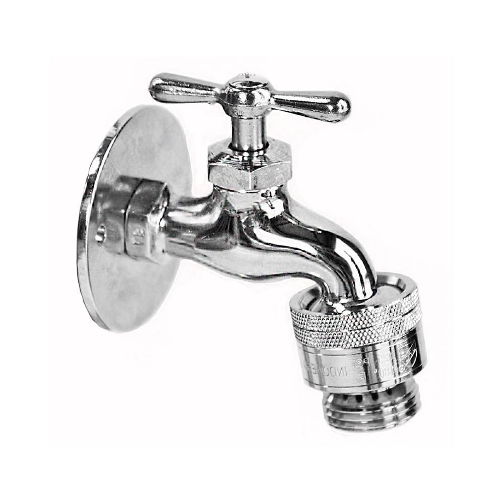 Outdoor Shower - Wall Mount Hose Bibb - 3/4'' Male Hose Thread, Vacuum Breaker - Chrome Plated Brass - Chrome Plated Brass