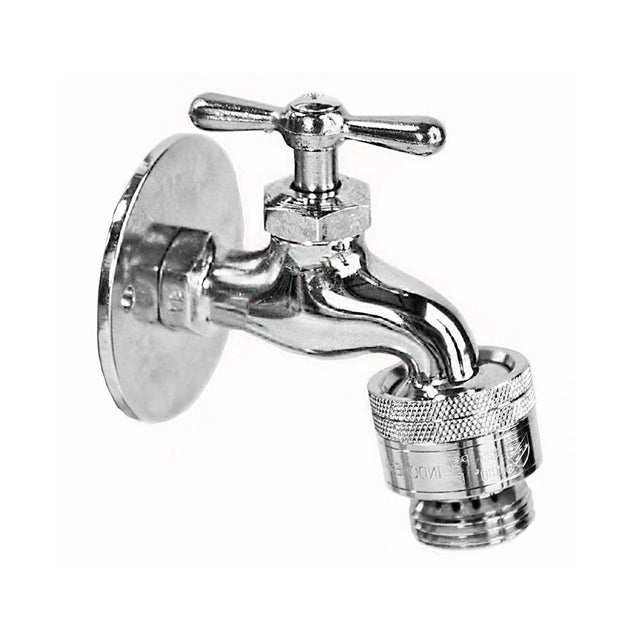 Outdoor Shower - Wall Mount Hose Bibb - 3/4'' Male Hose Thread, Vacuum Breaker - Chrome Plated Brass - Chrome Plated Brass