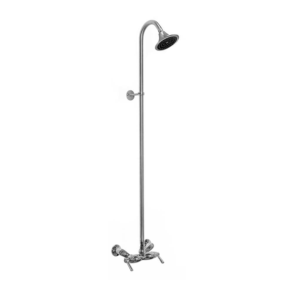 Outdoor Shower - Wall Mount Hot & Cold Shower - ADA Lever Handle Valve, 4'' Shower Head - Chrome Plated Brass