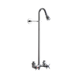 Outdoor Shower - Wall Mount Hot & Cold Shower - Cross Handle Valve, 1-5/8'' Shower Head, Chrome Plated Brass