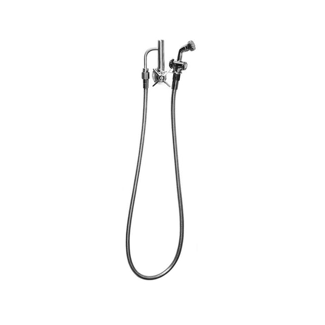 Outdoor Shower - Wall Mount Single Supply Hand Spray - Cross Handle Valve, Hand Spray & Hose
