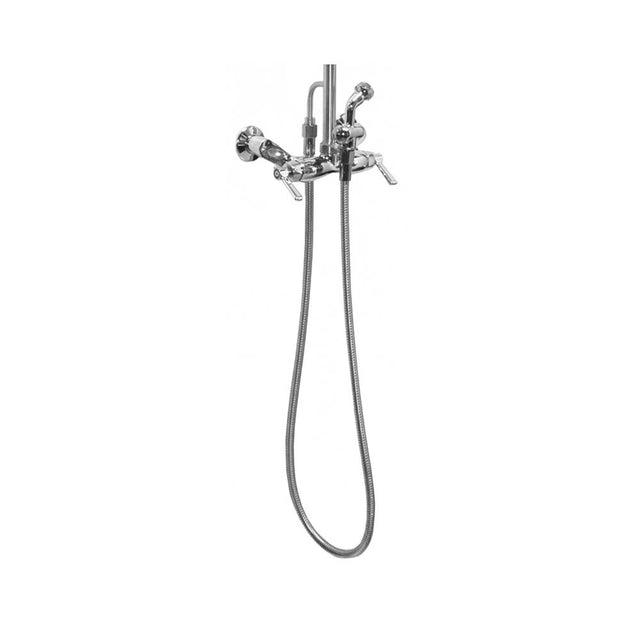 Outdoor Shower - Wall Mount Hot & Cold Hand Spray - ADA Lever Handle Valve, Hand Spray & Hose