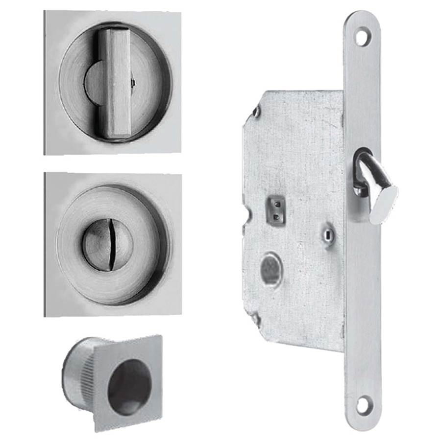 OMNIA - Sliding Door Lock US32D - Satin Stainless Steel