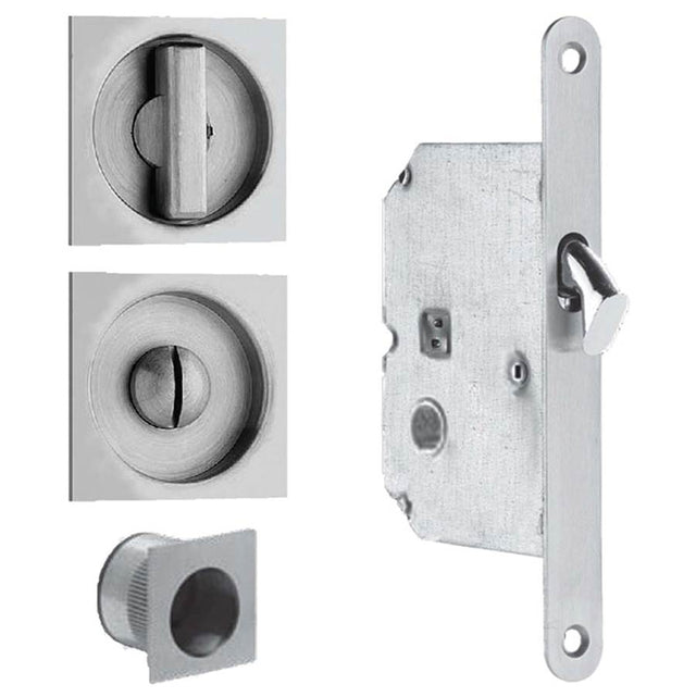 OMNIA - Sliding Door Lock US32D - Satin Stainless Steel