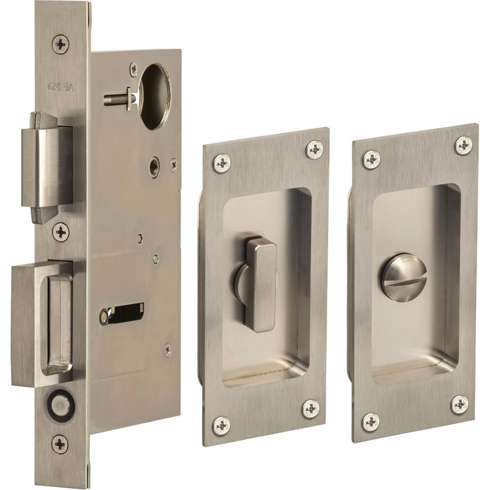 OMNIA - Pocket Door Lockset US32D - Satin Stainless Steel