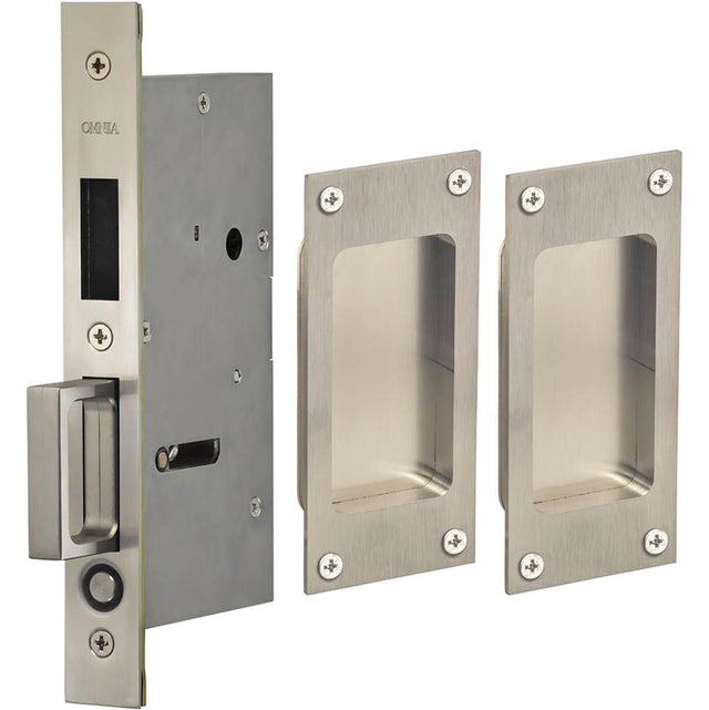 OMNIA - Pocket Door Lockset US32D - Satin Stainless Steel