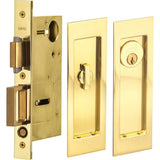 OMNIA - Pocket Door Lockset ''A'' US3 - Lacquered Polished Brass