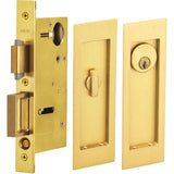 OMNIA - Pocket Door Lockset ''A'' US4 - Lacquered Satin Brass