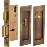 OMNIA - Pocket Door Lockset ''A'' US5 - Lacquered Antique Brass