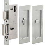 OMNIA - Pocket Door Lockset ''L'' US26D - Satin Chrome Plated
