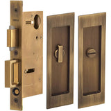 OMNIA - Pocket Door Lockset ''L'' US5 - Lacquered Antique Brass