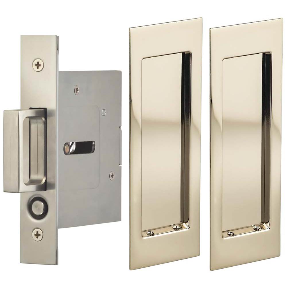 OMNIA - Pocket Door Lockset ''N'' US14 - Lacquered Polished Nickel Plated