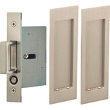 OMNIA - Pocket Door Lockset ''N'' US15 - Lacquered Satin Nickel Plated