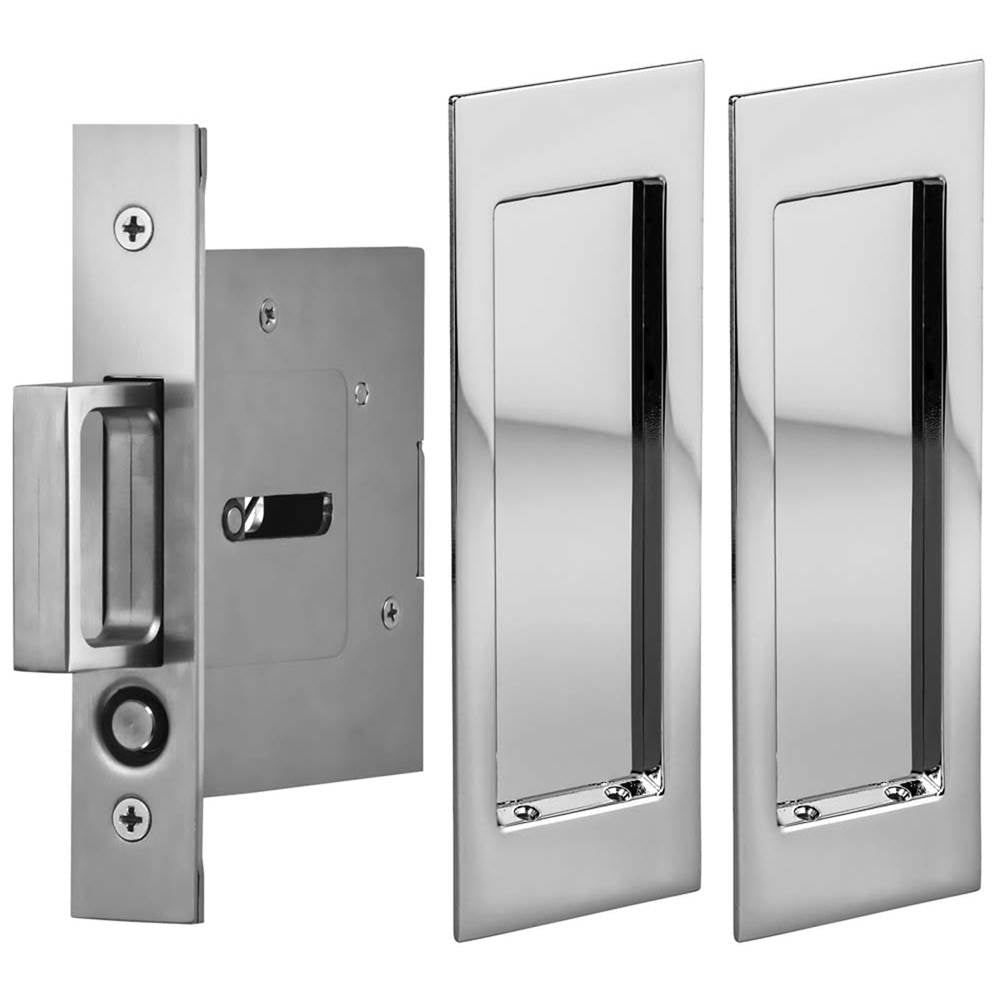 OMNIA - Pocket Door Lockset ''N'' US26 - Polished Chrome Plated