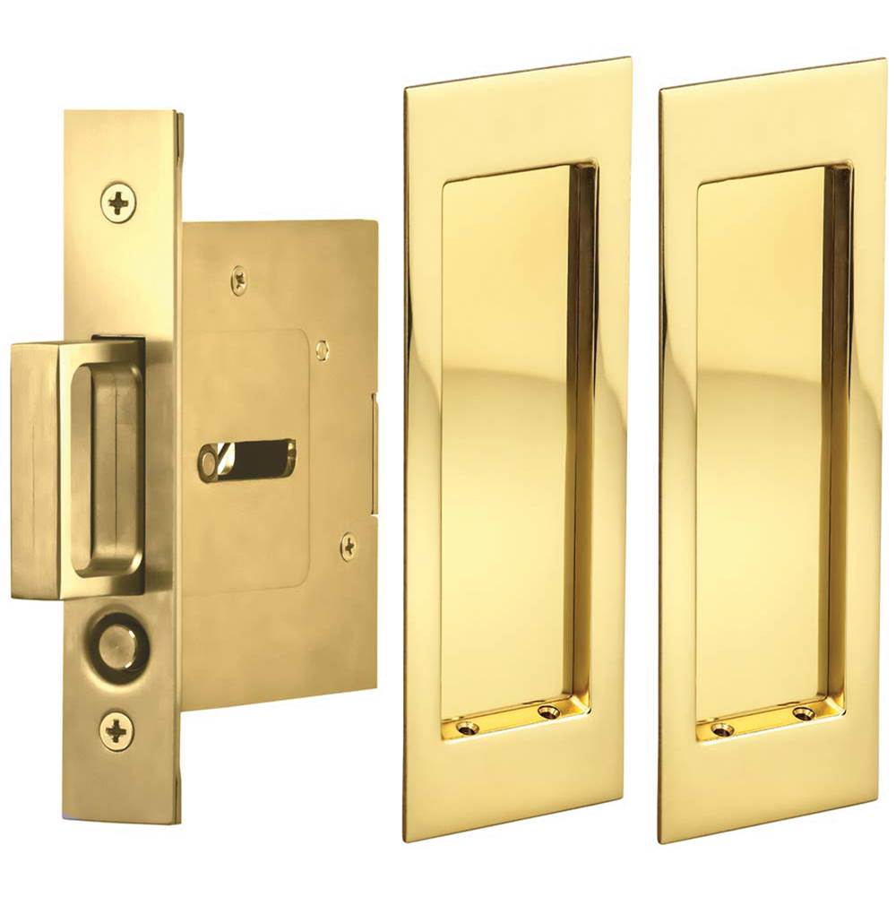 OMNIA - Pocket Door Lockset ''N'' US3 - Lacquered Polished Brass