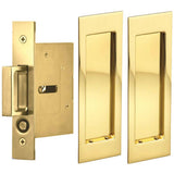 OMNIA - Pocket Door Lockset ''N'' US3 - Lacquered Polished Brass