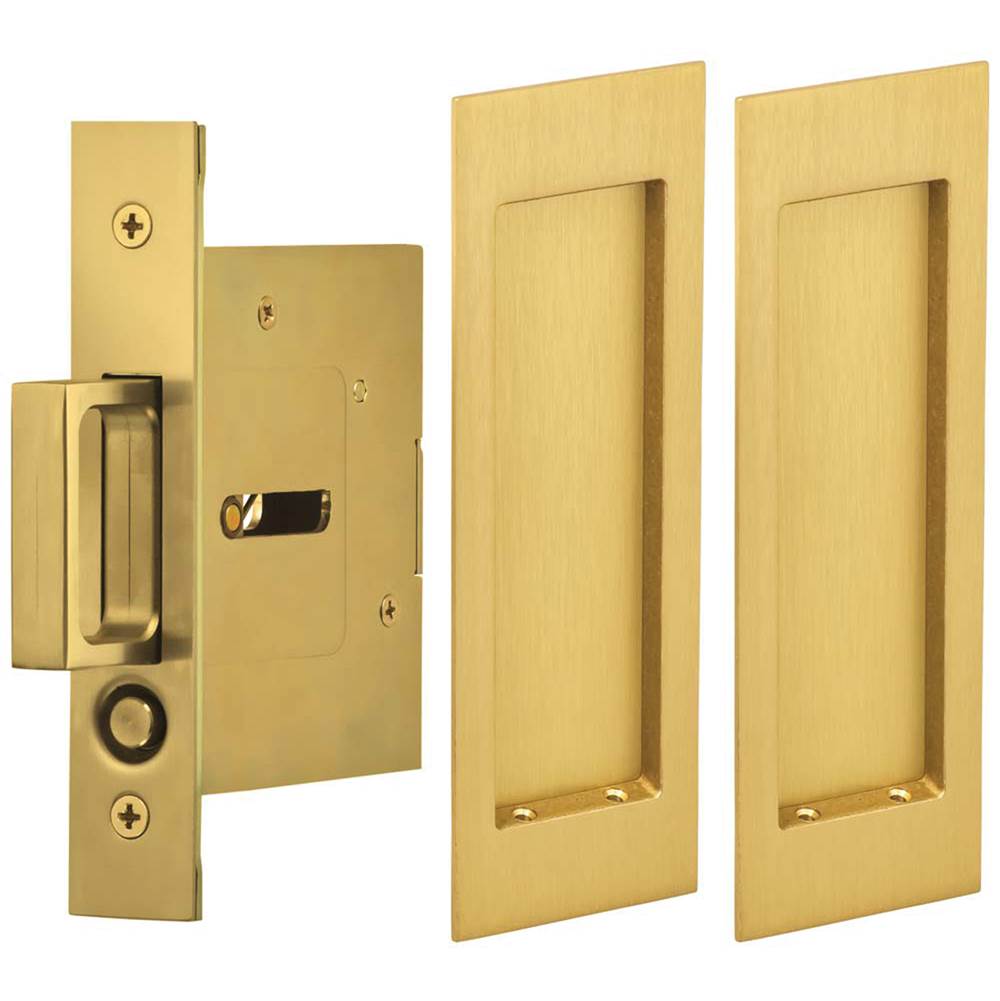 OMNIA - Pocket Door Lockset ''N'' US4 - Lacquered Satin Brass