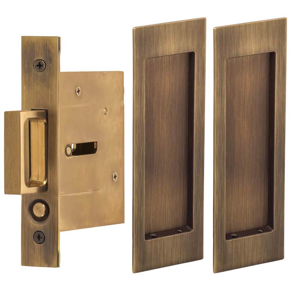 OMNIA - Pocket Door Lockset ''N'' US5 - Lacquered Antique Brass