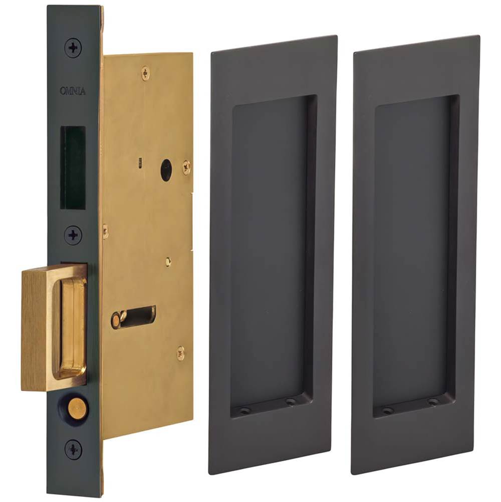 OMNIA - Pocket Door Lockset US10B - Lacquered Oil Rubbed Black