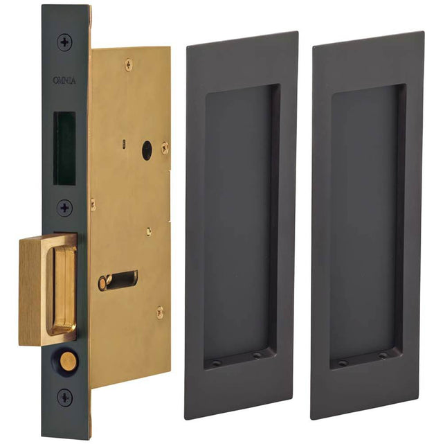 OMNIA - Pocket Door Lockset US10B - Lacquered Oil Rubbed Black