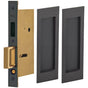 OMNIA - Pocket Door Lockset US10B - Lacquered Oil Rubbed Black