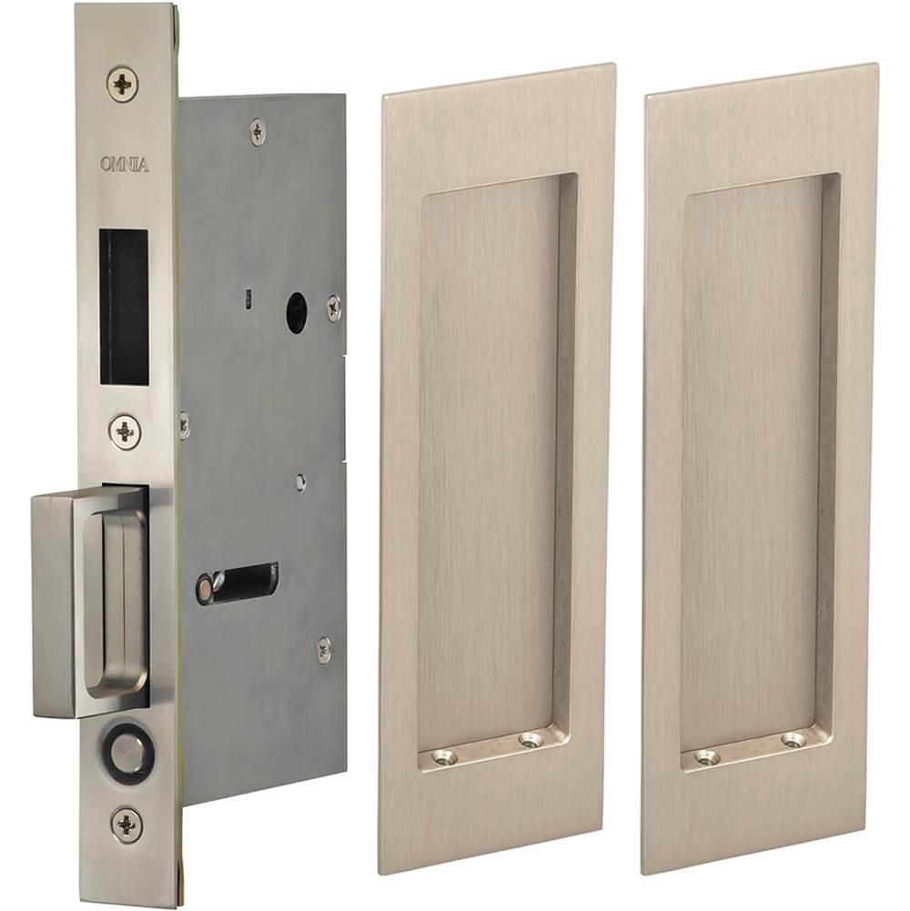 OMNIA - Pocket Door Lockset US15 - Lacquered Satin Nickel Plated