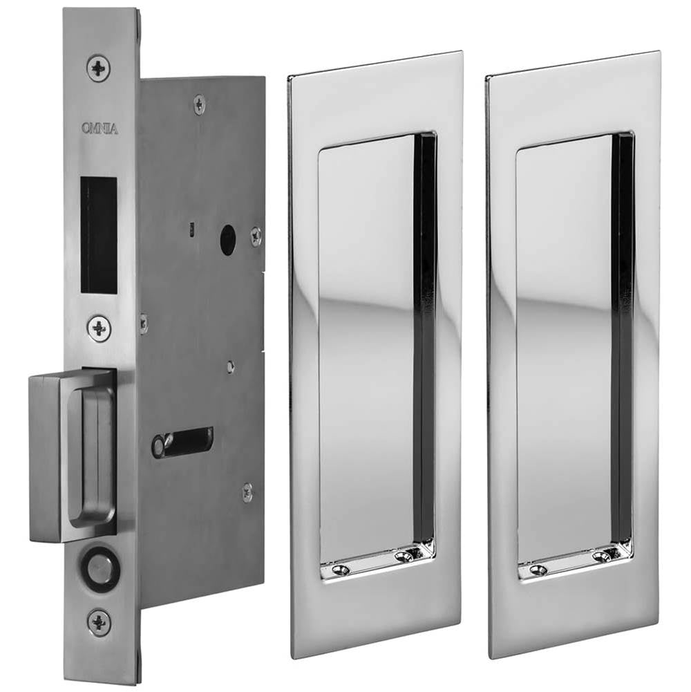 OMNIA - Pocket Door Lockset US26 - Polished Chrome Plated