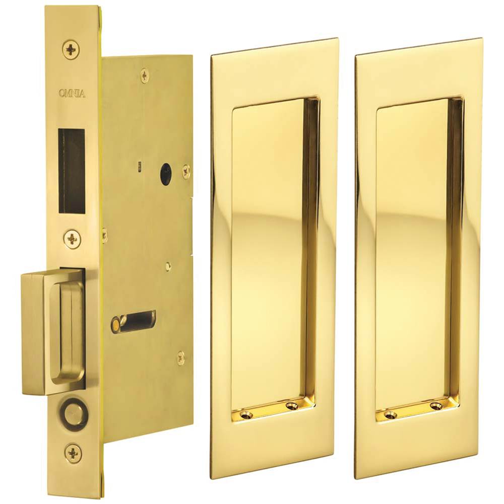 OMNIA - Pocket Door Lockset US3 - Lacquered Polished Brass