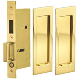OMNIA - Pocket Door Lockset US3 - Lacquered Polished Brass