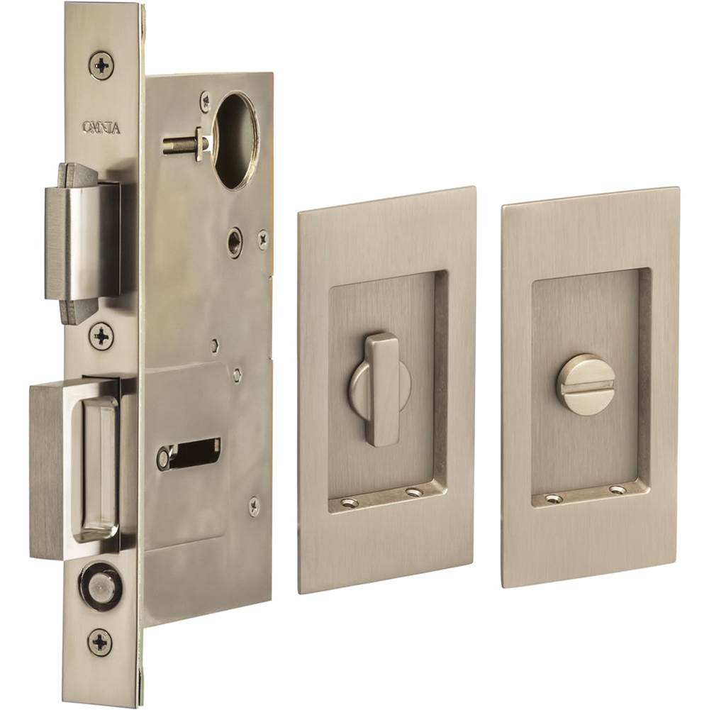 OMNIA - Pocket Door Lockset US15 - Lacquered Satin Nickel Plated