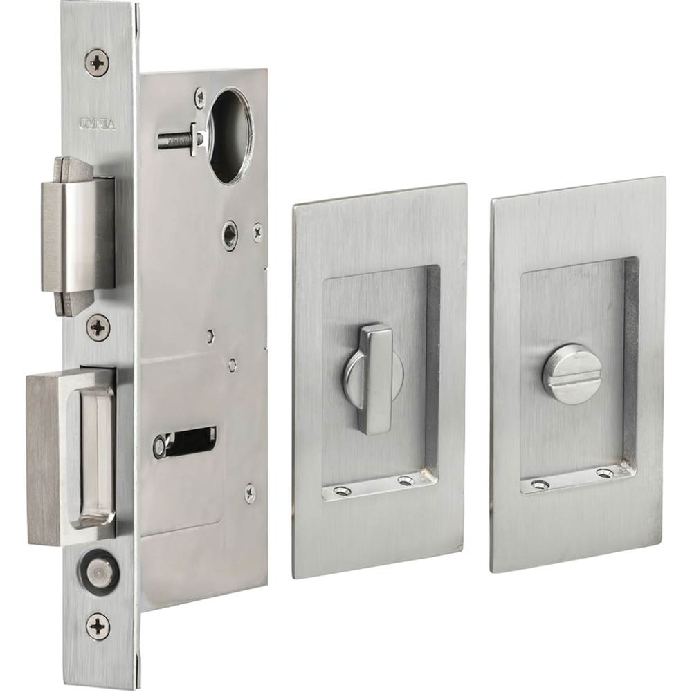 OMNIA - Pocket Door Lockset US26D - Satin Chrome Plated