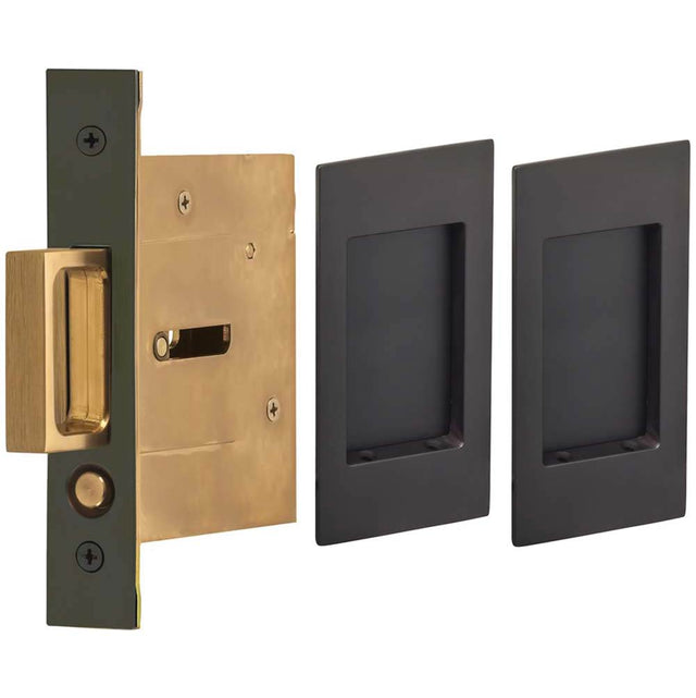 OMNIA - Pocket Door Lockset US10B - Lacquered Oil Rubbed Black