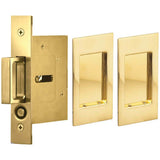OMNIA - Pocket Door Lockset US3A - Unlacquered Polished Brass
