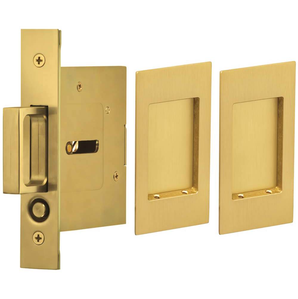 OMNIA - Pocket Door Lockset US4 - Lacquered Satin Brass