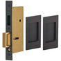 OMNIA - Pocket Door Lockset US10B - Lacquered Oil Rubbed Black