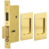 OMNIA - Pocket Door Lockset US3 - Lacquered Polished Brass