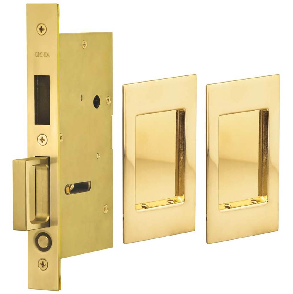 OMNIA - Pocket Door Lockset US3A - Unlacquered Polished Brass