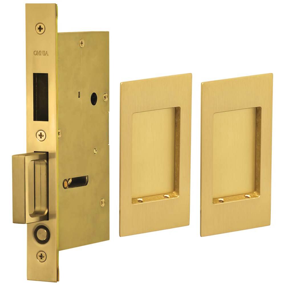 OMNIA - Pocket Door Lockset US4 - Lacquered Satin Brass