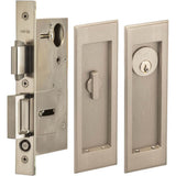 OMNIA - Pocket Door Lockset ''A'' US15 - Lacquered Satin Nickel Plated