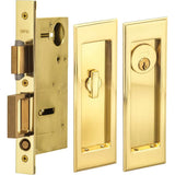 OMNIA - Pocket Door Lockset ''A'' US3 - Lacquered Polished Brass
