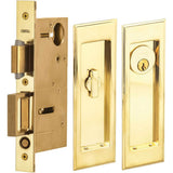 OMNIA - Pocket Door Lockset ''A'' US3A - Unlacquered Polished Brass